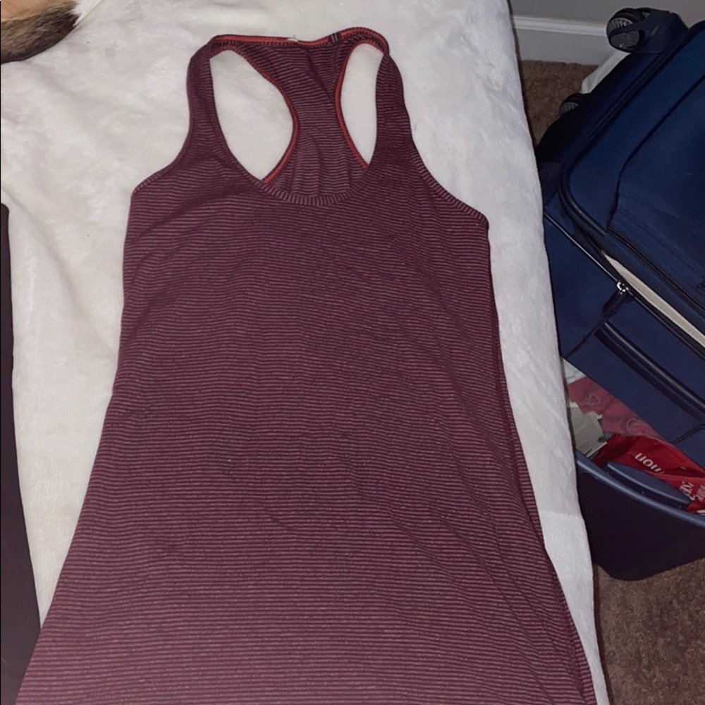 Size 6 maroon striped Lululemon top